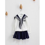 Girl's Casual/Daily Striped Dress / Clothing SetCotton Spring / Fall White  