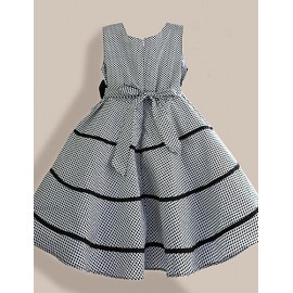 Girl's Plaid Sleeveless Knee-length Dress With Bow,Cotton Blend Summer / Spring / Fall Blue / Pink / Purple / Red / White  