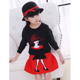 Girl's Cotton Fashion Winter/Spring/Fall Going out Casual/Daily Sweater & Short Skirt Two-piece Set Dress  