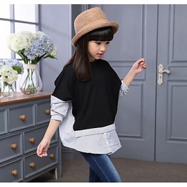 Girl's Casual/Daily Solid Blouse / Clothing SetCotton / Rayon Spring / Fall Black / White  