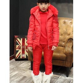 Girl Casual/Daily Solid Sets,Rayon Winter Long Sleeve Clothing Set  