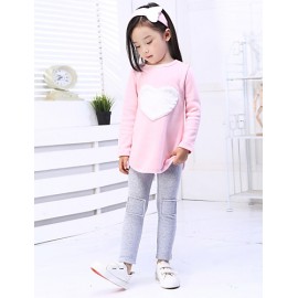 Girl's Summer/Spring/Fall Micro-elastic Medium Long Sleeve Clothing Sets (Cotton)  