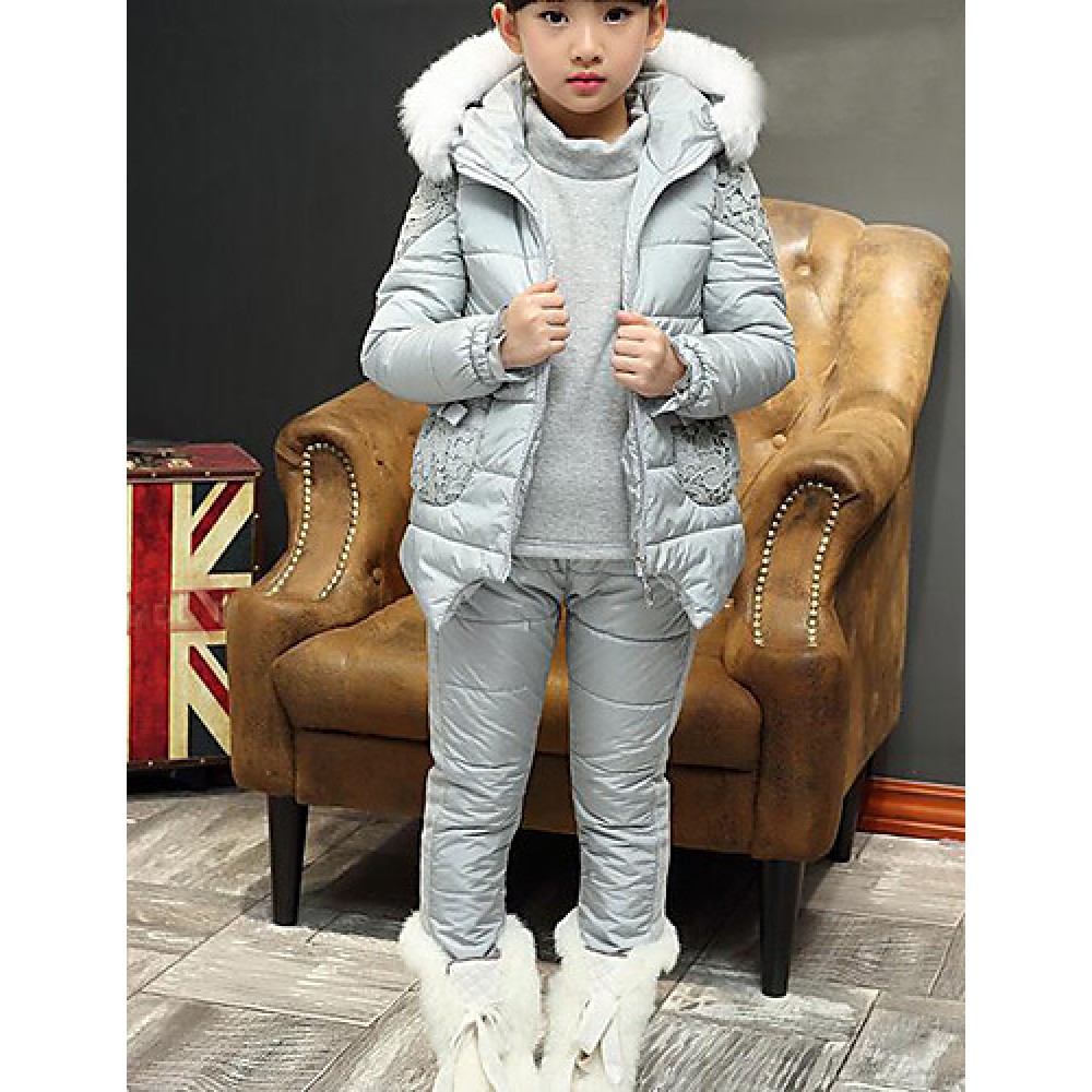 Girl Casual/Daily Solid Sets,Rayon Winter Long Sleeve Clothing Set  