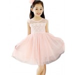 Girl's Going out Solid Dress,Cotton / Polyester Summer Pink / White  