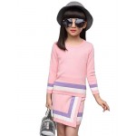 Girl's Casual/Daily Striped Sweater & Cardigan / Clothing Set,Rayon Winter / Spring / Fall Blue / Pink  