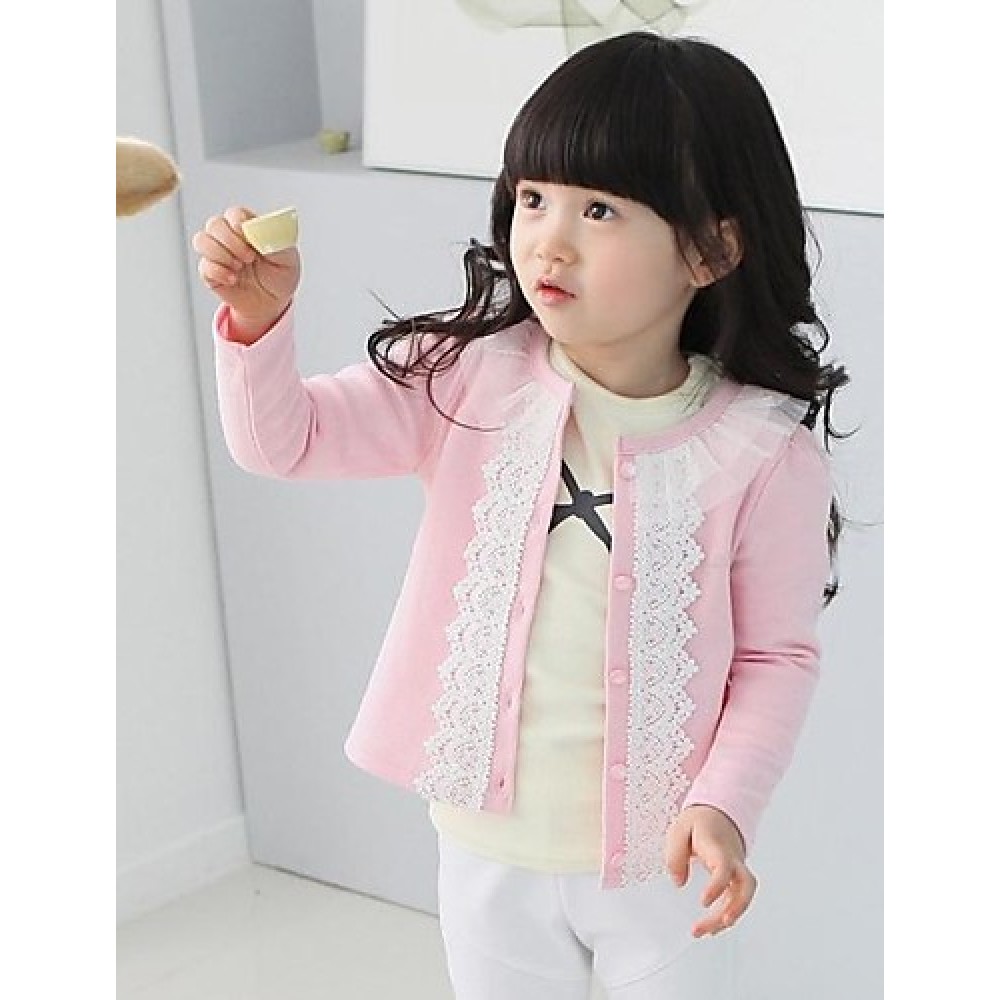 Girl's Solid Jacket & Coat,Cotton / Polyester Winter / Spring / Fall Blue / Pink  