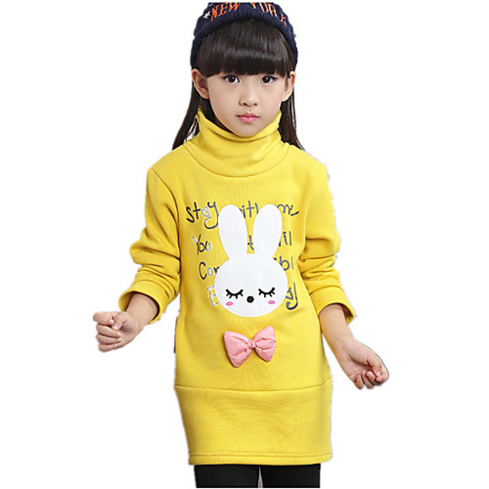 Girl's Wild Cartoon Letter Print Fleece Lined Thickness Hoodie  