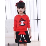 Girl's Cotton Fashion Winter/Spring/Fall Going out Casual/Daily Sweater & Short Skirt Two-piece Set Dress  