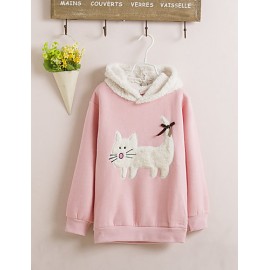 Girl's Casual/Daily Patchwork Hoodie & Sweatshirt,Rayon Winter / Spring / Fall Green / Pink  